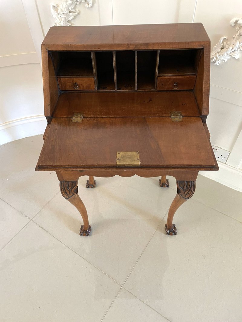 Unusual Antique Burr Walnut Marquetry Inlaid Bureau - Image 4